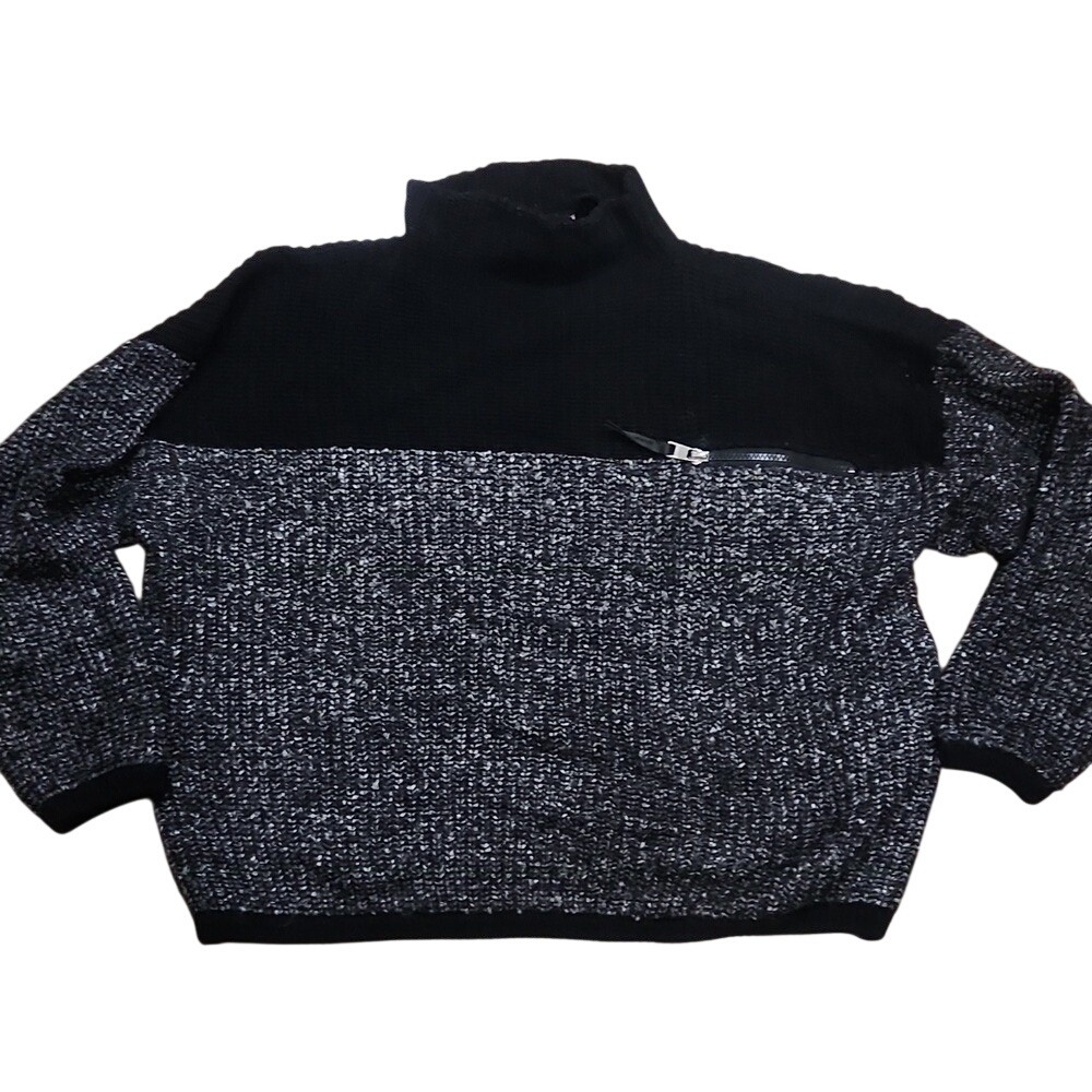 Varley Darwell Mock Neck Black Marled True Knit Mirage Boho Slouchy Sweater XS